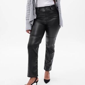High Rise Vegan Leather Cheeky Straight Pants
